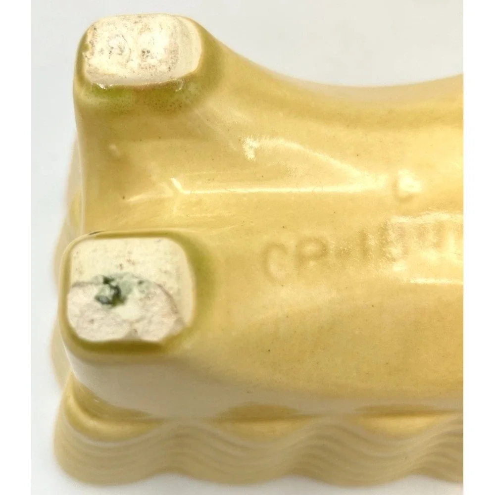 Vintage MCM California Pottery Planter Mustard Yellow Ribbed Rectangular USA